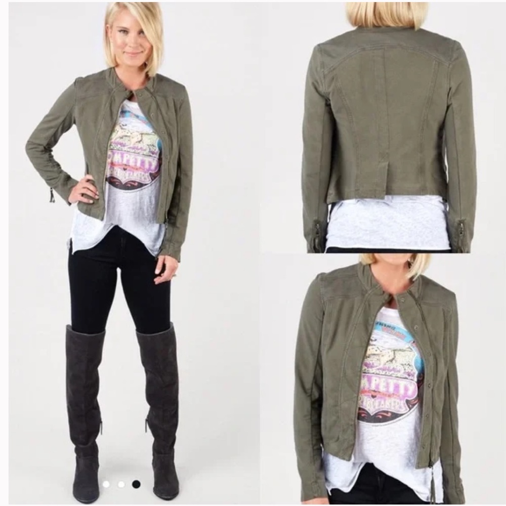 Evereve Peyton Jensen Harlow Jacket Gray Motorcycle Biker Coat Women’s M Bomber
